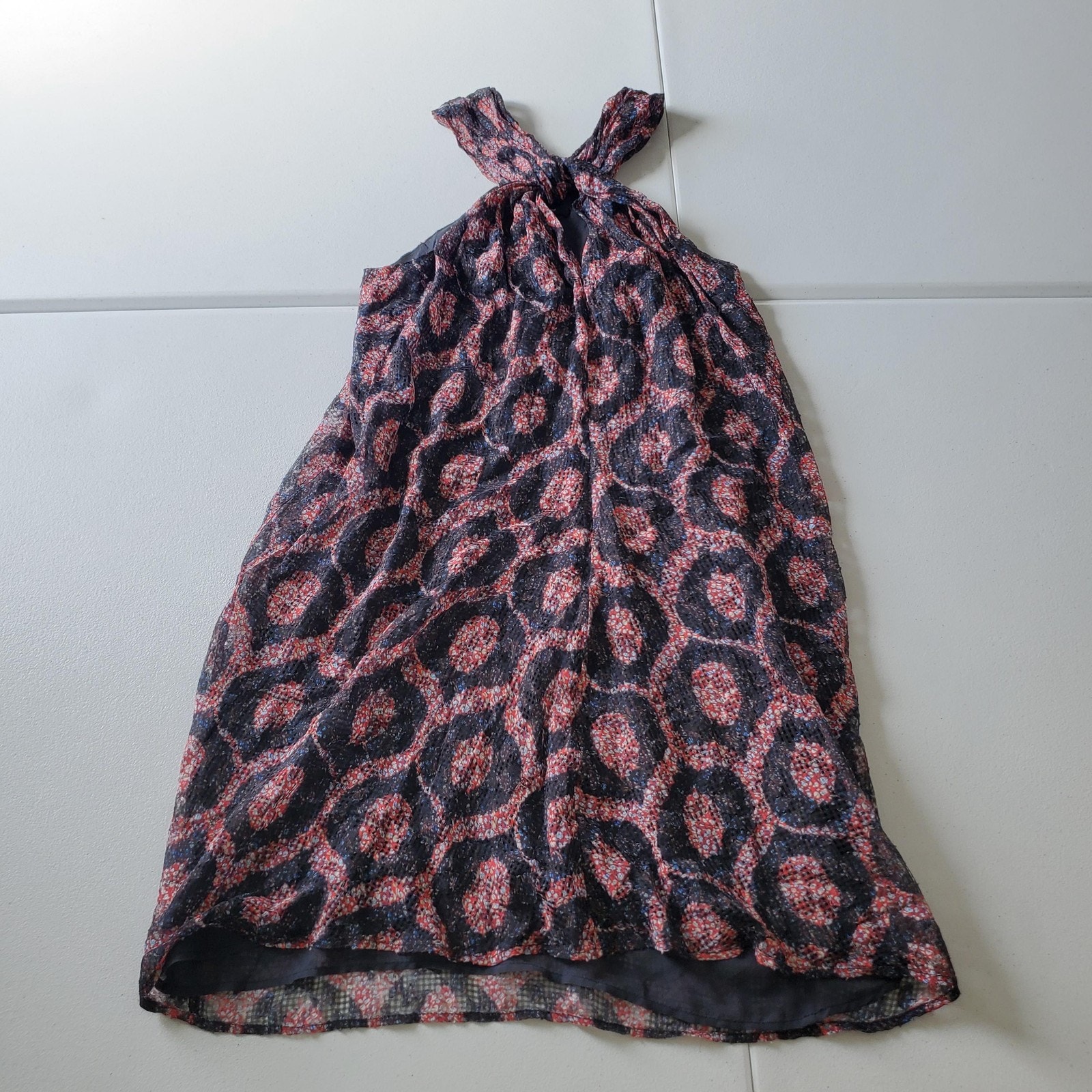 Isabel Marant Dress Womens 36 Sheer Silk Blend Geometric Print Boho Designer